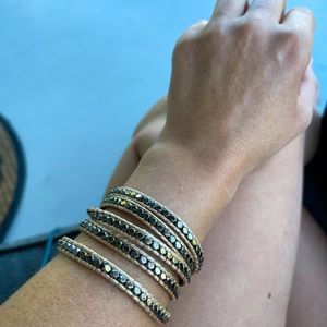 Victoria Emerson Tan Wrap Bracelet with Gunmetal Accents